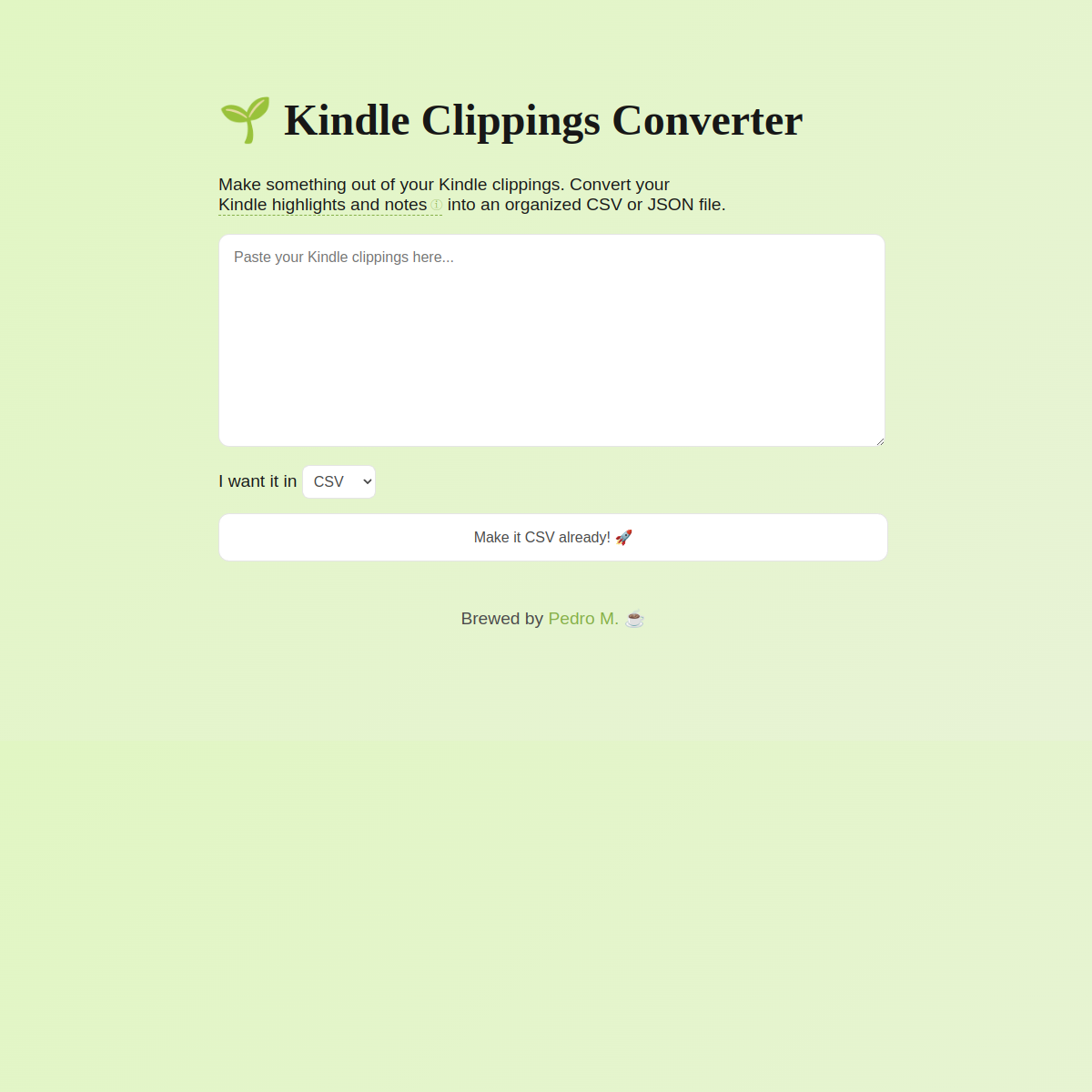 Kindle Clippings Converter Interface